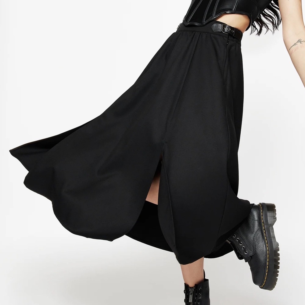 Disturbia Nightingale Buckled Midi Skirt Black Size 20 New With Tags - Picture 2 of 6